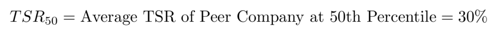 TSR 50 = Average TSR of peer company at 50th percentile = 30%